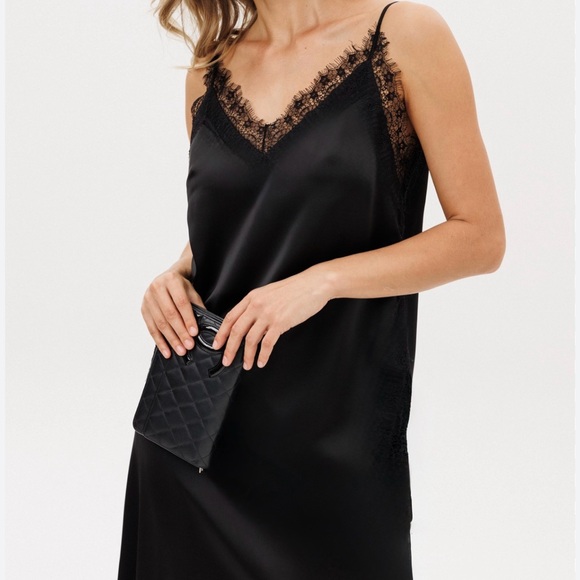 Dresses & Skirts - Women’s Black Satin Lace Slip Dress XS Gothic Grunge Fairy Whimsigoth Witchy Y2K